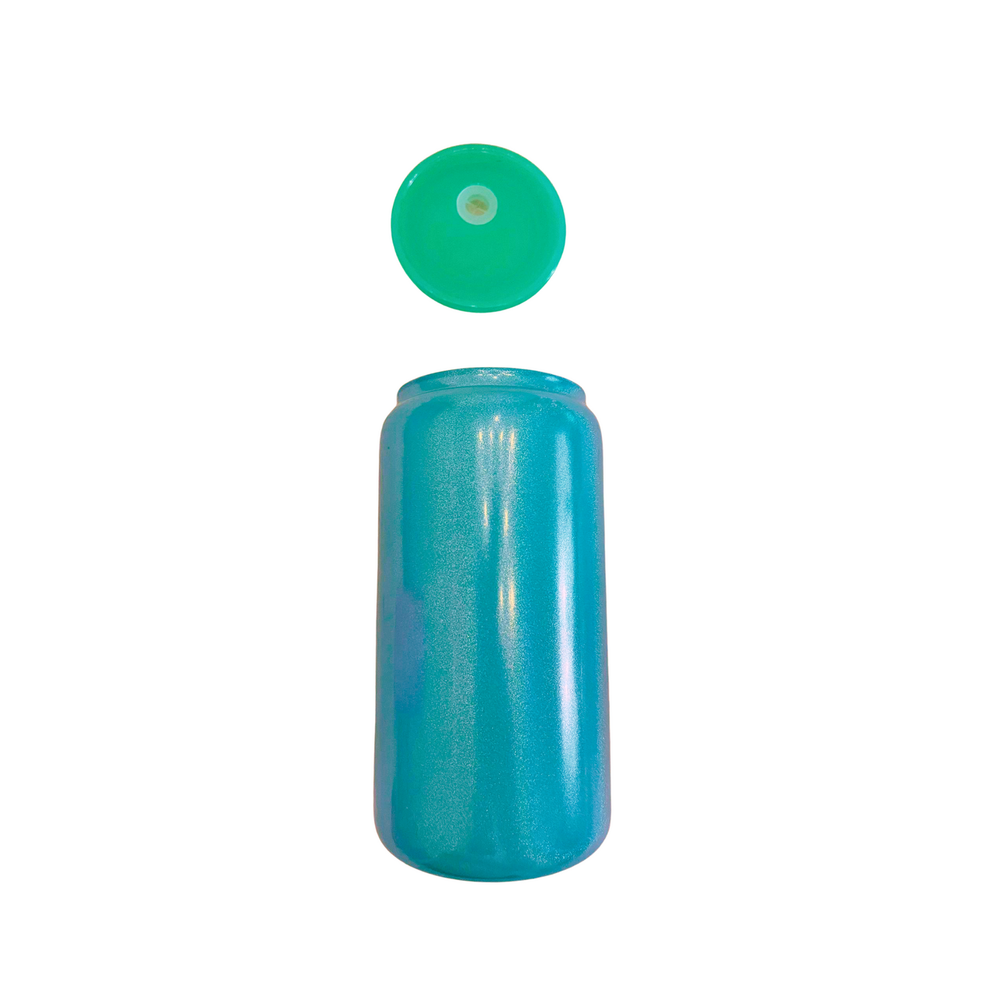 Green Glass Can with Lid, Straws, and Bow - 16 oz Glass Drinking Cup, Ice Glass Coffee Cup, Tumbler Drinking Glasses
