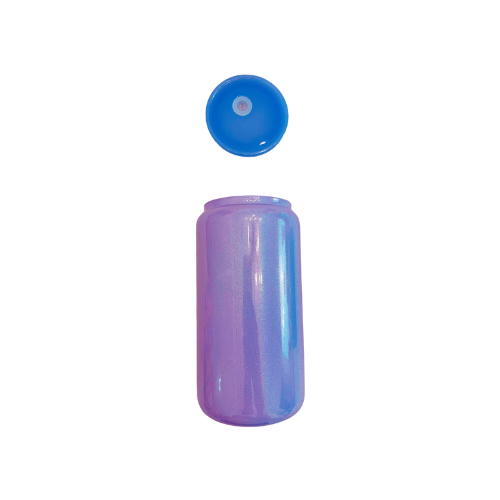 Purple Glass Can with Lid, Straws, and Bow - 16 oz Glass Drinking Cup, Ice Glass Coffee Cup, Tumbler Drinking Glasses