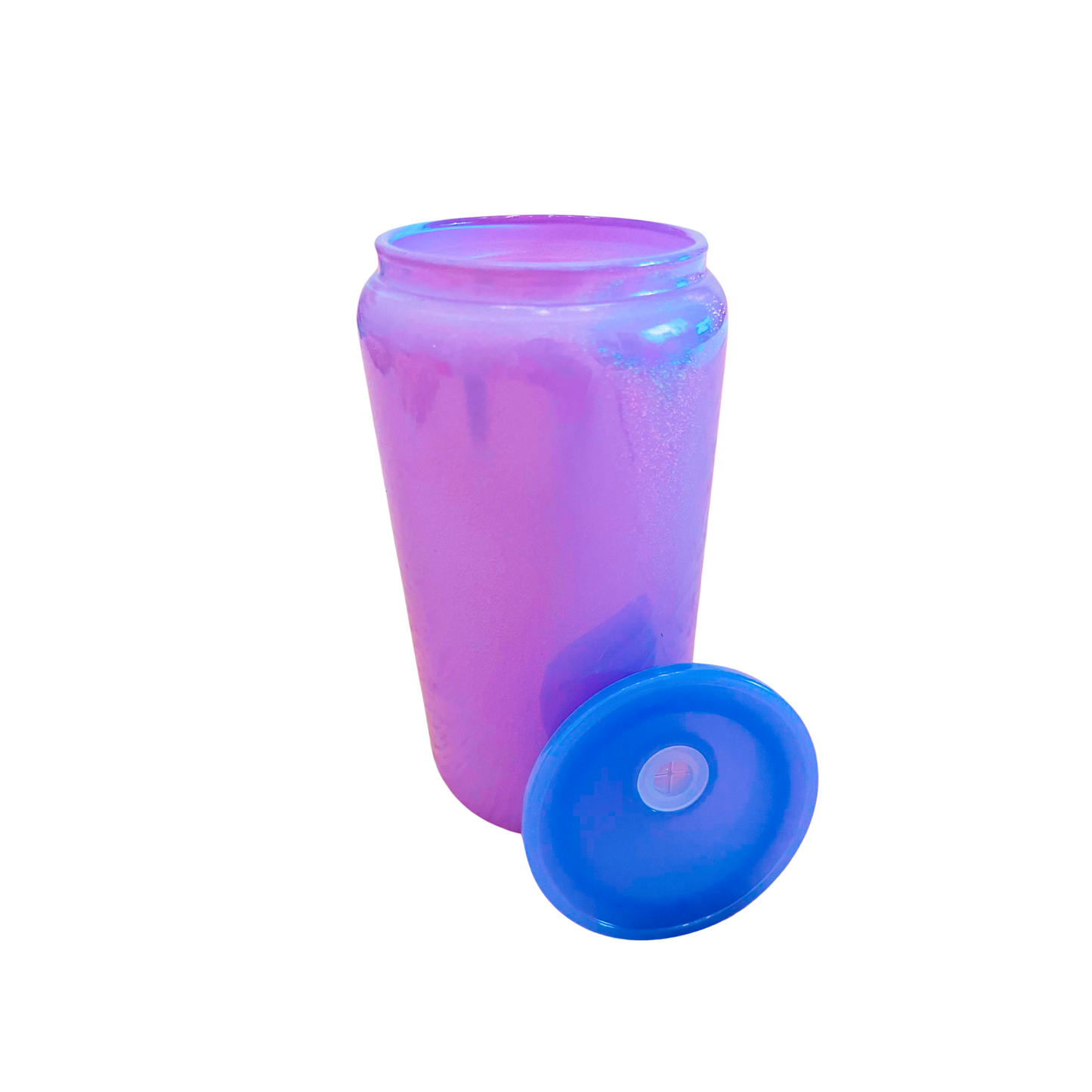 Purple Glass Can with Lid, Straws, and Bow - 16 oz Glass Drinking Cup, Ice Glass Coffee Cup, Tumbler Drinking Glasses