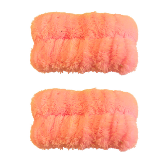 Pink Spa Headband and Wristband Set of 2, Washing Face Headband and Microfiber Wristband Set, Skincare Headbands Wristbands for Washing Face