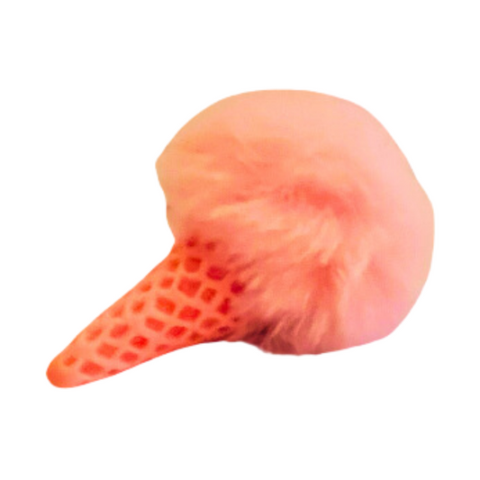 Cute Pink Pom Pom Ice Cream Keychain for Women, Pink Plush Bag Car Key and Wallet Keychain Accessories