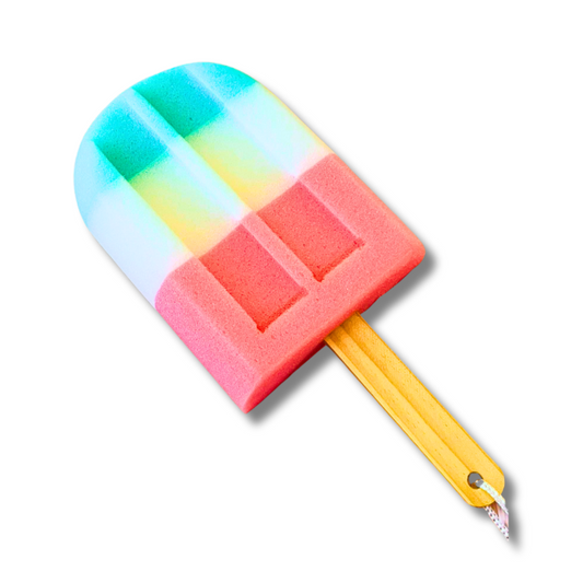 Ice Cream Shaped Bath Sponge with Short Handle, Bathing Accessories Body Loofah Sponge for Shower