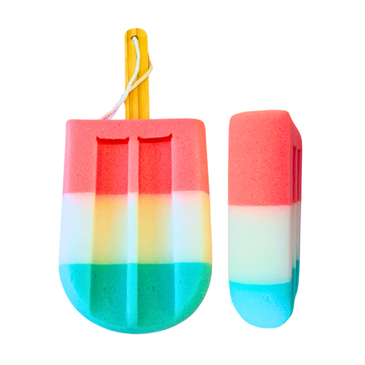 Ice Cream Shaped Bath Sponge with Short Handle, Bathing Accessories Body Loofah Sponge for Shower