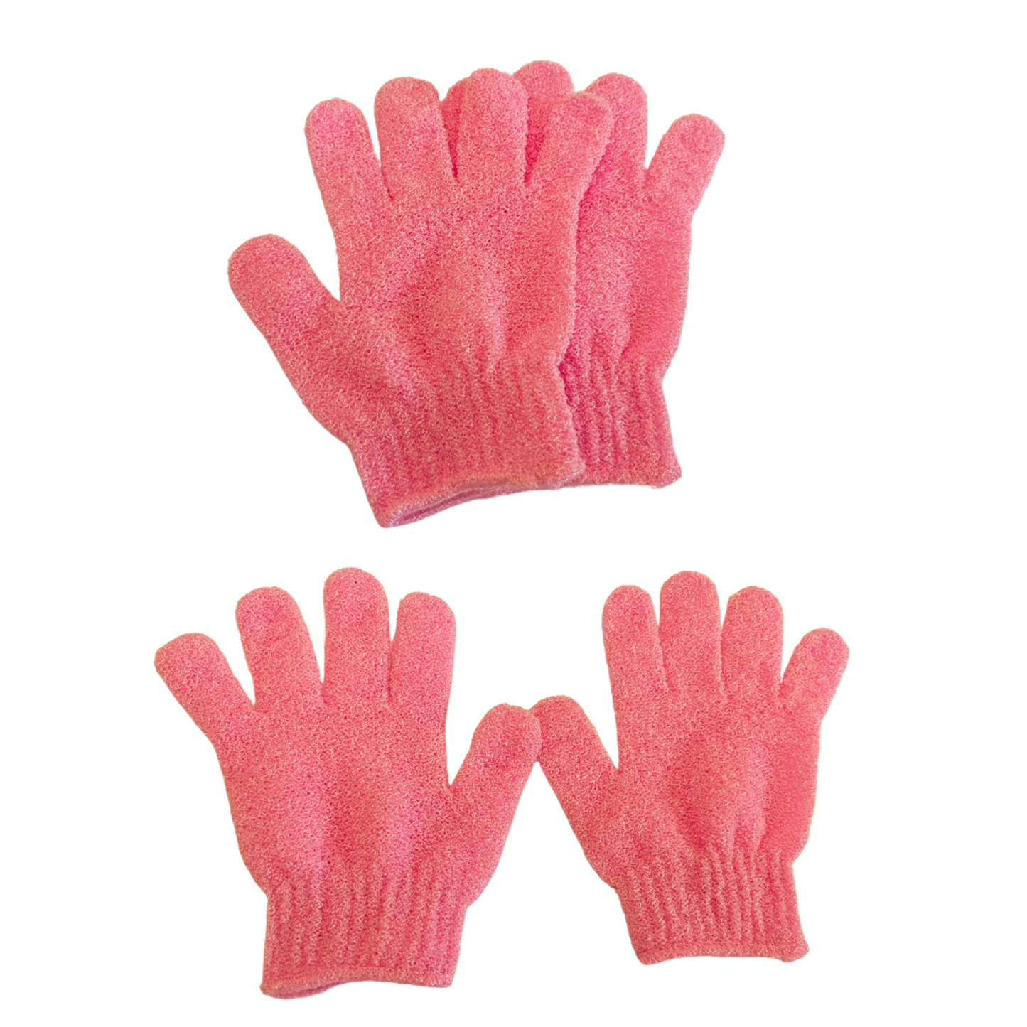 Pink Dual Exfoliating Gloves Wash for Shower Body Scrub/Bath Gloves Exfoliating Mitt Remove Dead Skin Cells