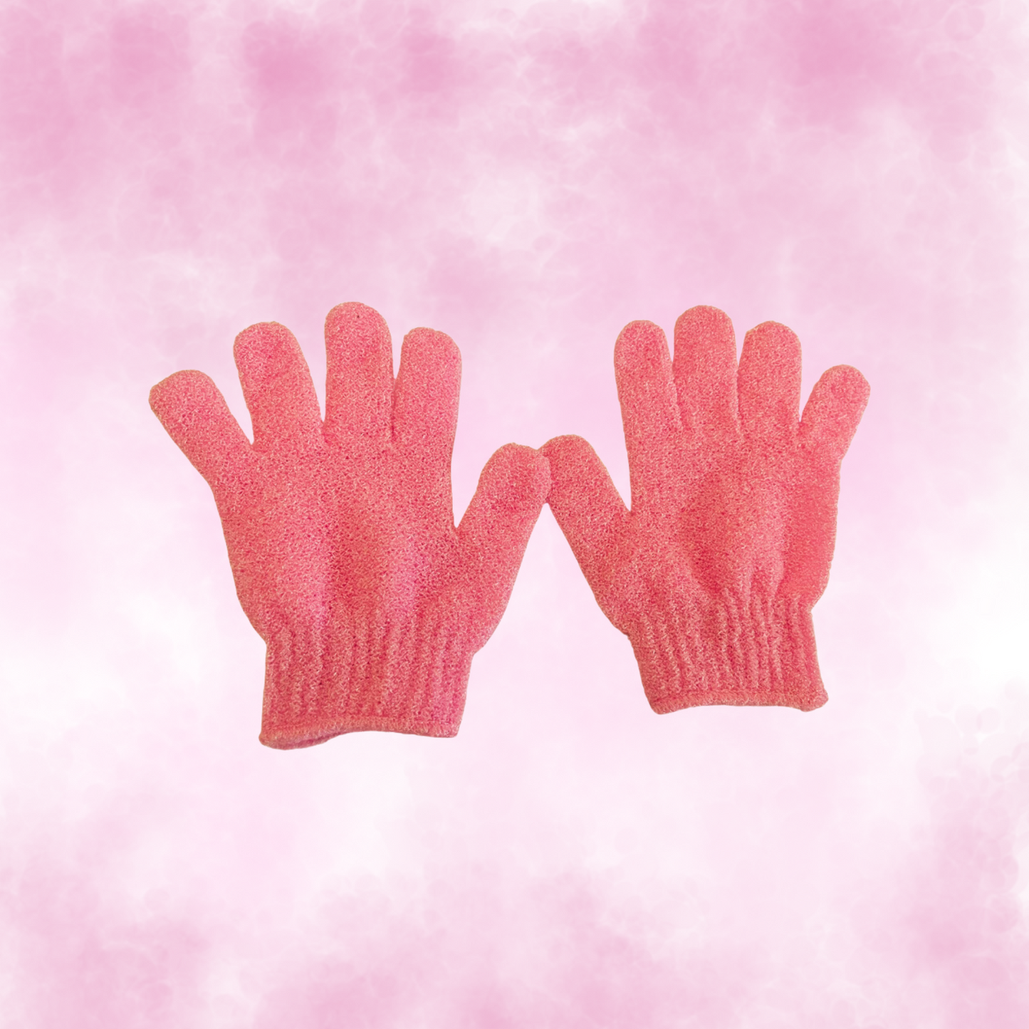 Pink Dual Exfoliating Gloves Wash for Shower Body Scrub/Bath Gloves Exfoliating Mitt Remove Dead Skin Cells