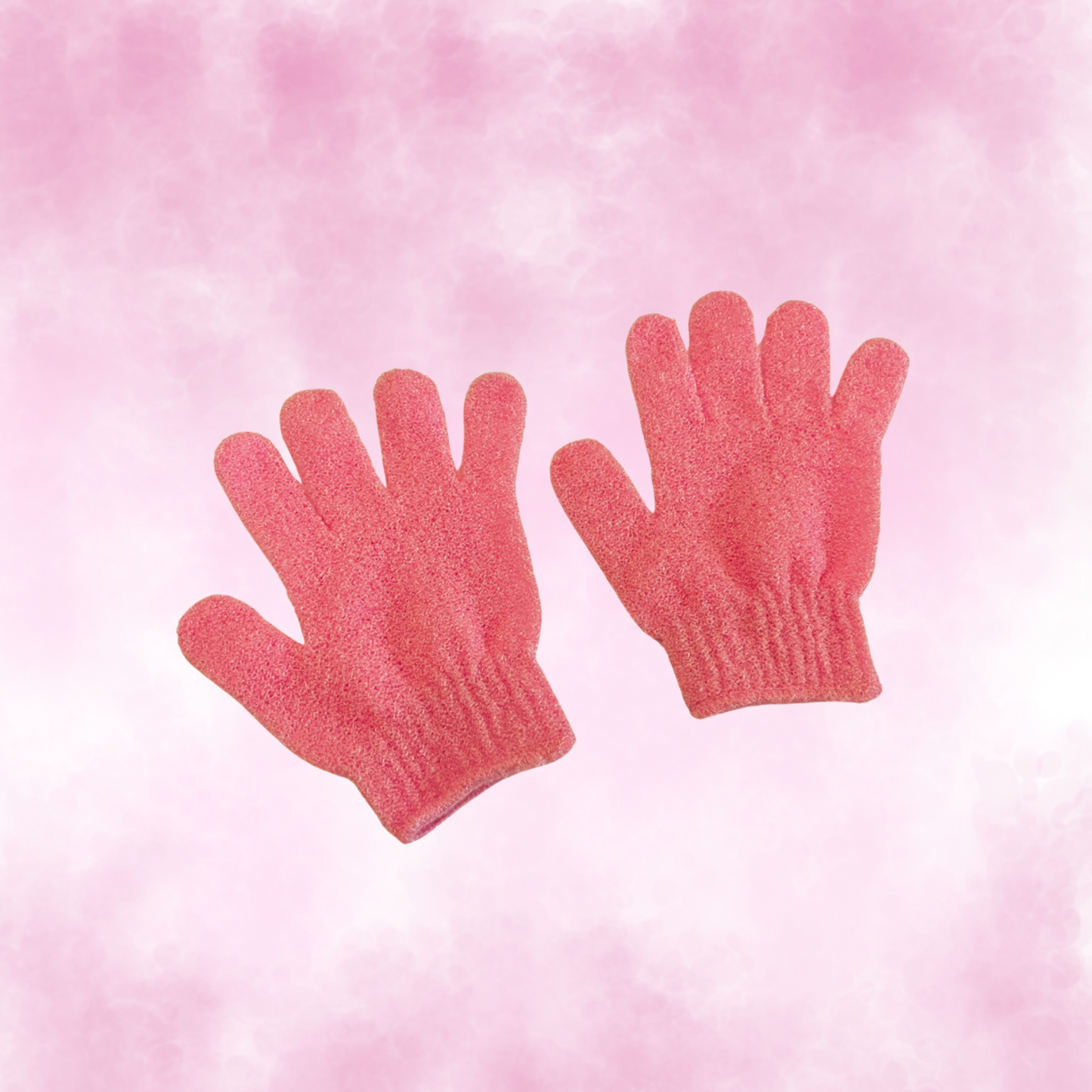 Pink Dual Exfoliating Gloves Wash for Shower Body Scrub/Bath Gloves Exfoliating Mitt Remove Dead Skin Cells