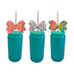 💚 Green Bow Glass Can Cup with Lid & Straw | 16 oz