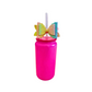 🎀 Dark Pink Bow Glass Can Cup with Lid & Straw | 16 oz