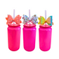 🎀 Dark Pink Bow Glass Can Cup with Lid & Straw | 16 oz