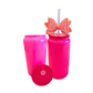 🎀 Dark Pink Bow Glass Can Cup with Lid & Straw | 16 oz