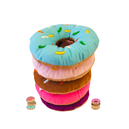 Donut Toy for Doggies - Plush Pet Toy Donuts with Squeakers Dog Chew Toy Indoor Interactive Puppy Toys Pet Supplies Accessories