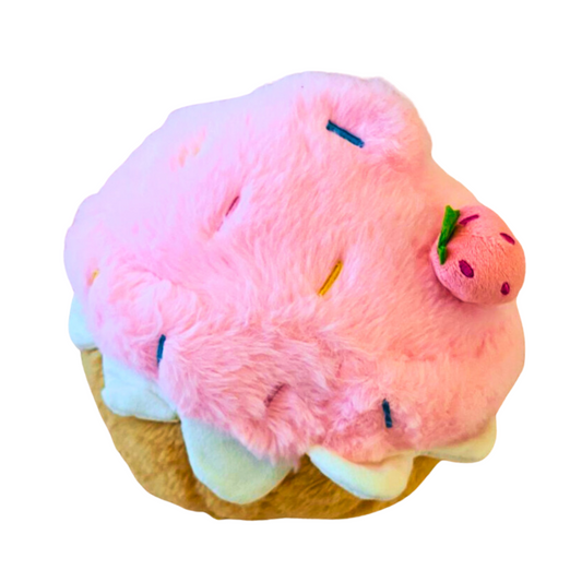 Pink Cupcake Cutie Doll Plush Toy, Cartoon Kawaii Pink Cupcake Plush Toy, Cuddling Stuffed Toy