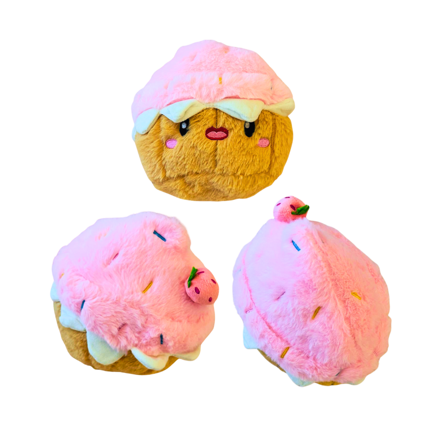 Pink Cupcake Cutie Doll Plush Toy, Cartoon Kawaii Pink Cupcake Plush Toy, Cuddling Stuffed Toy