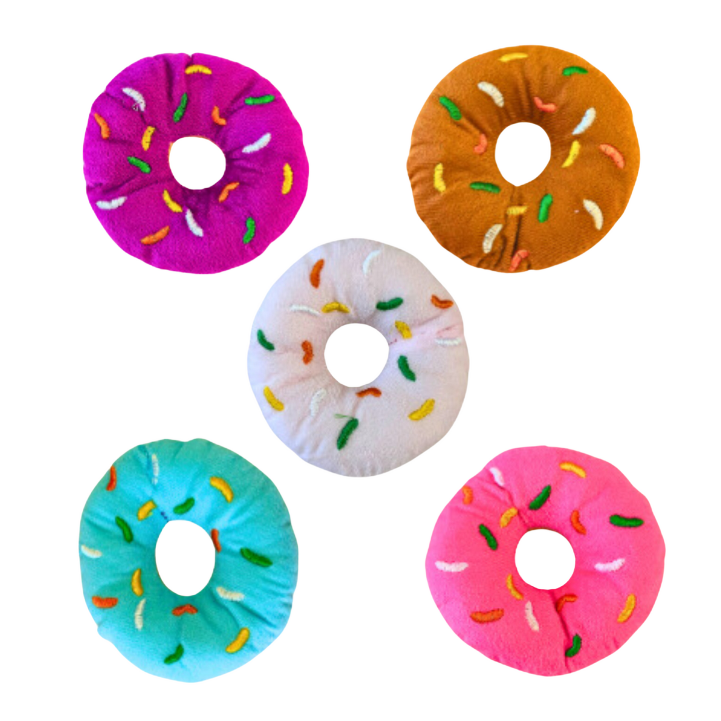 Donut Toy for Doggies - Plush Pet Toy Donuts with Squeakers Dog Chew Toy Indoor Interactive Puppy Toys Pet Supplies Accessories