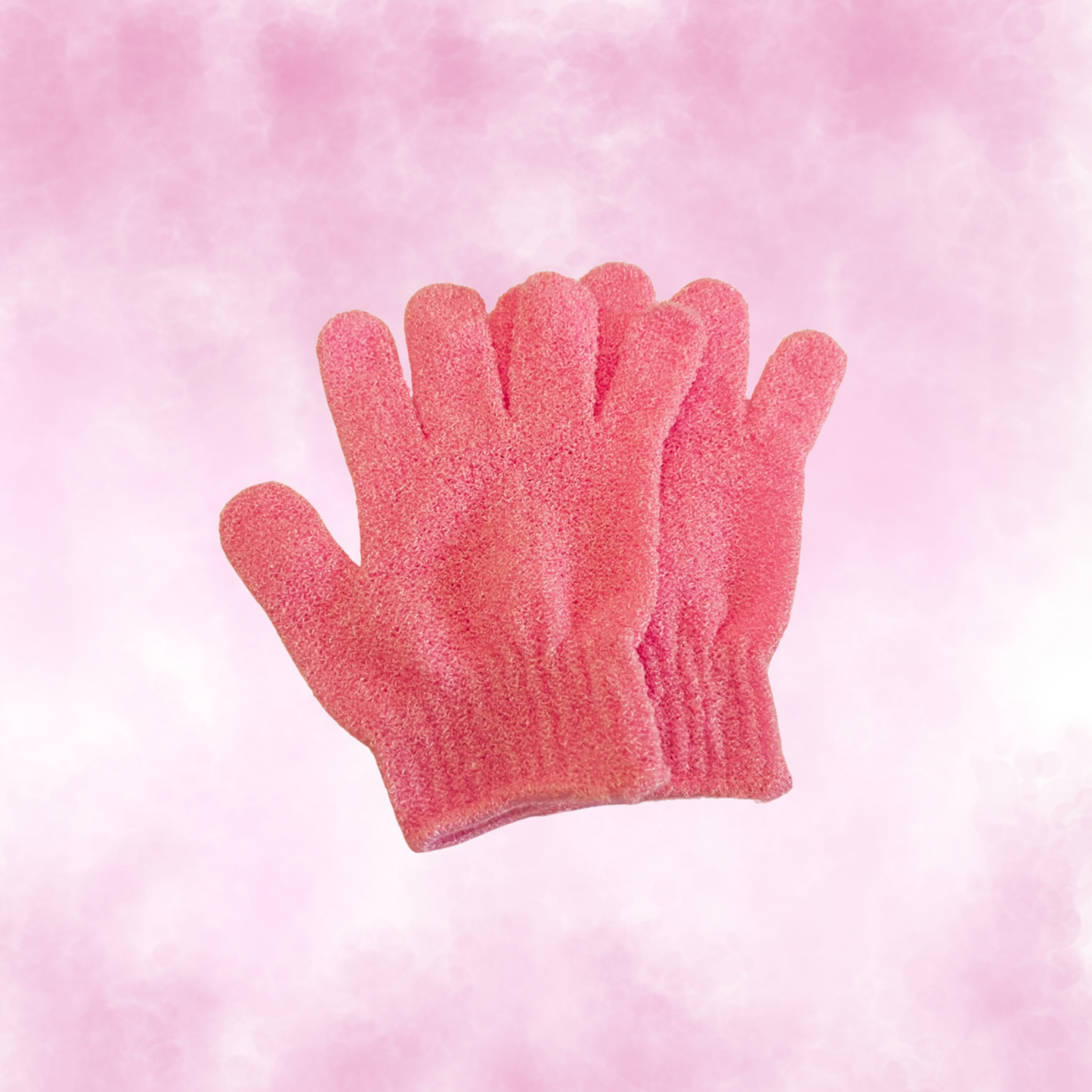 Pink Dual Exfoliating Gloves Wash for Shower Body Scrub/Bath Gloves Exfoliating Mitt Remove Dead Skin Cells