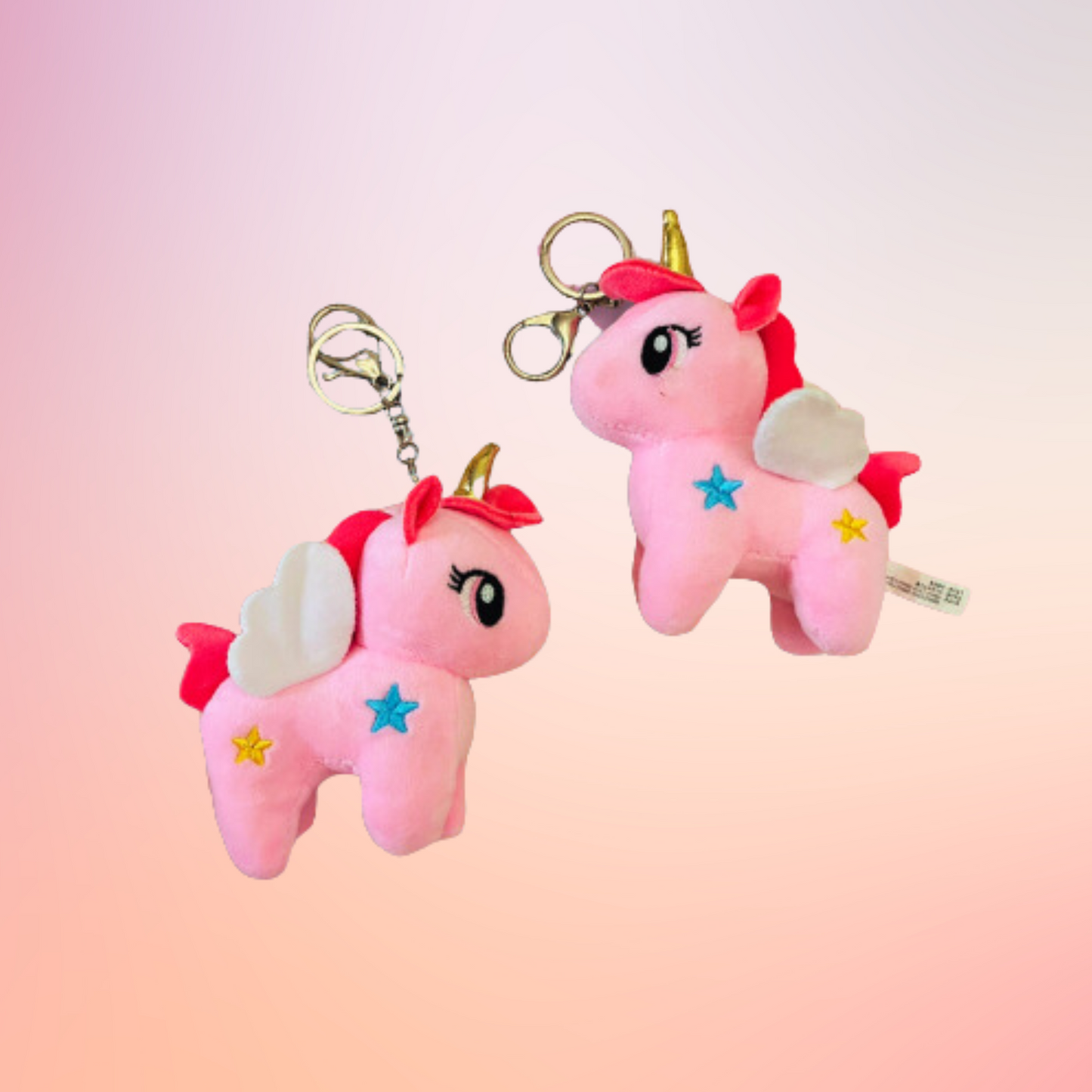 Cute Pink Mini Stuffed Animal Toy Unicorn Keychain, Pink Plush Accessories Car Key Backpack Charm Keychain