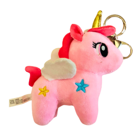 Cute Pink Mini Stuffed Animal Toy Unicorn Keychain, Pink Plush Accessories Car Key Backpack Charm Keychain
