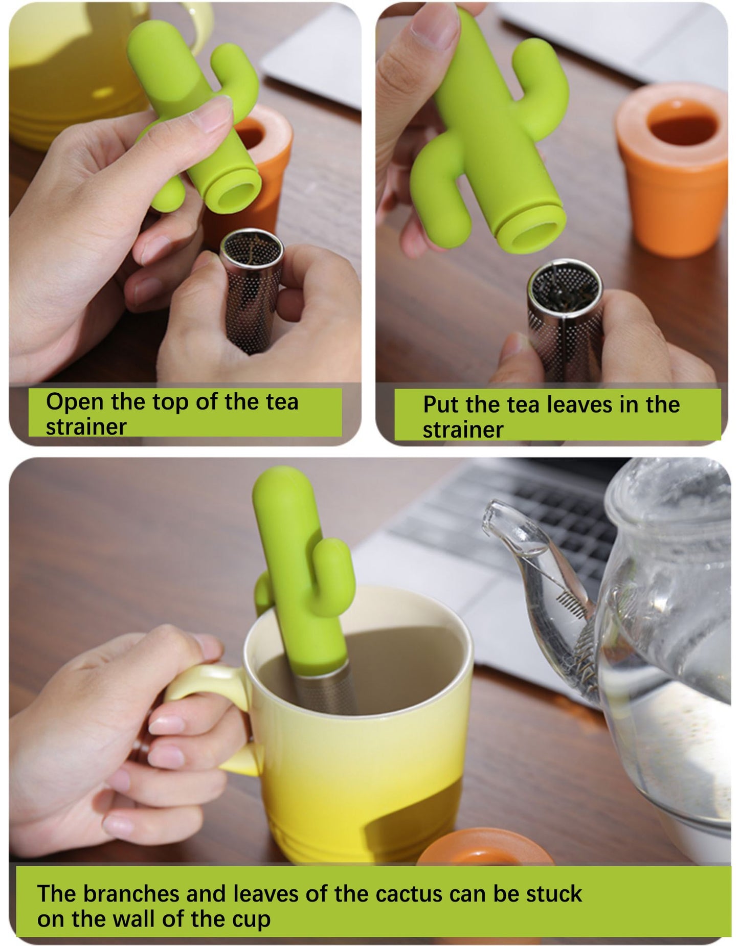 cute cactus tea stainer