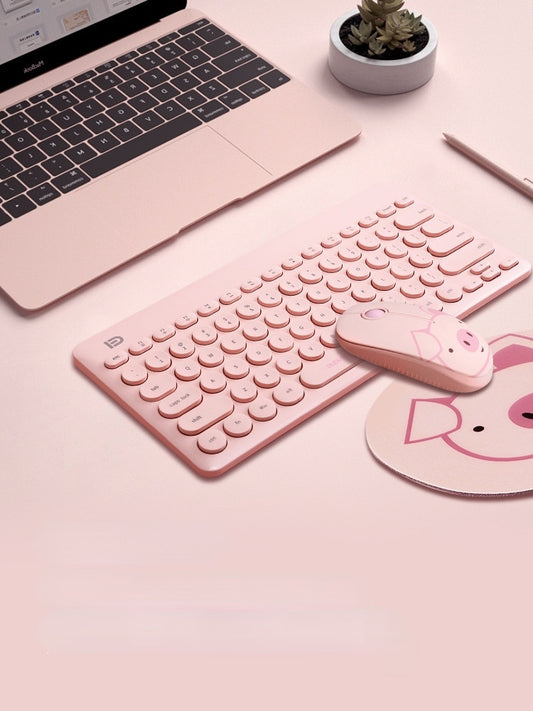 cute pink pig wireless keyboard mouse and pad