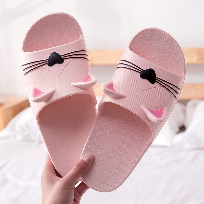 women flip flops cat