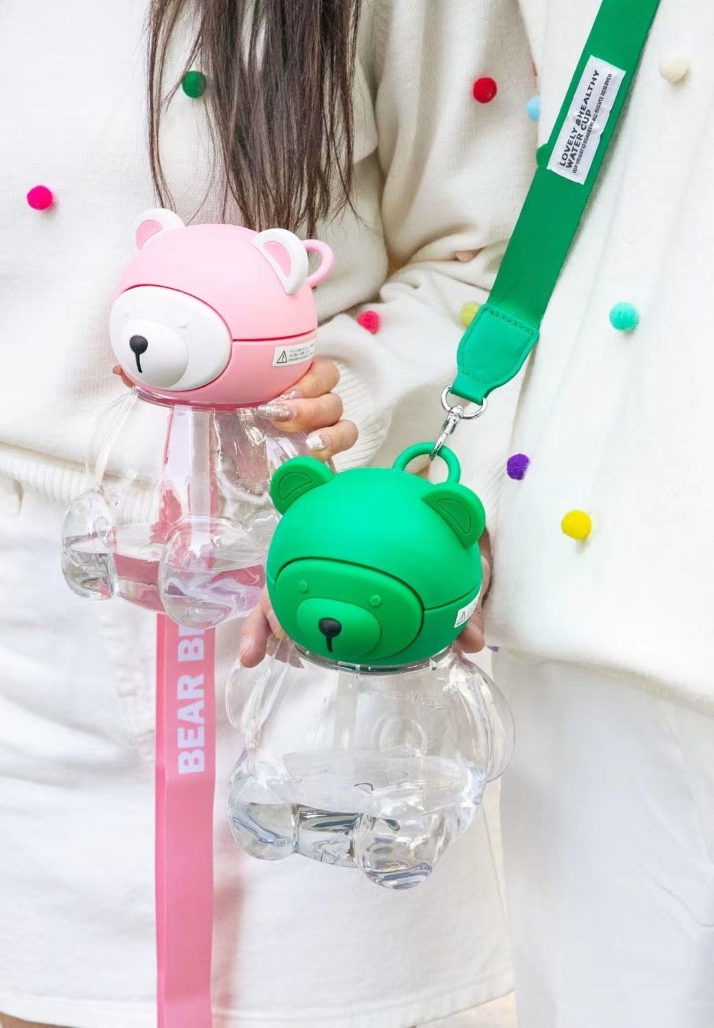 cute cartoon water  bottle with straw