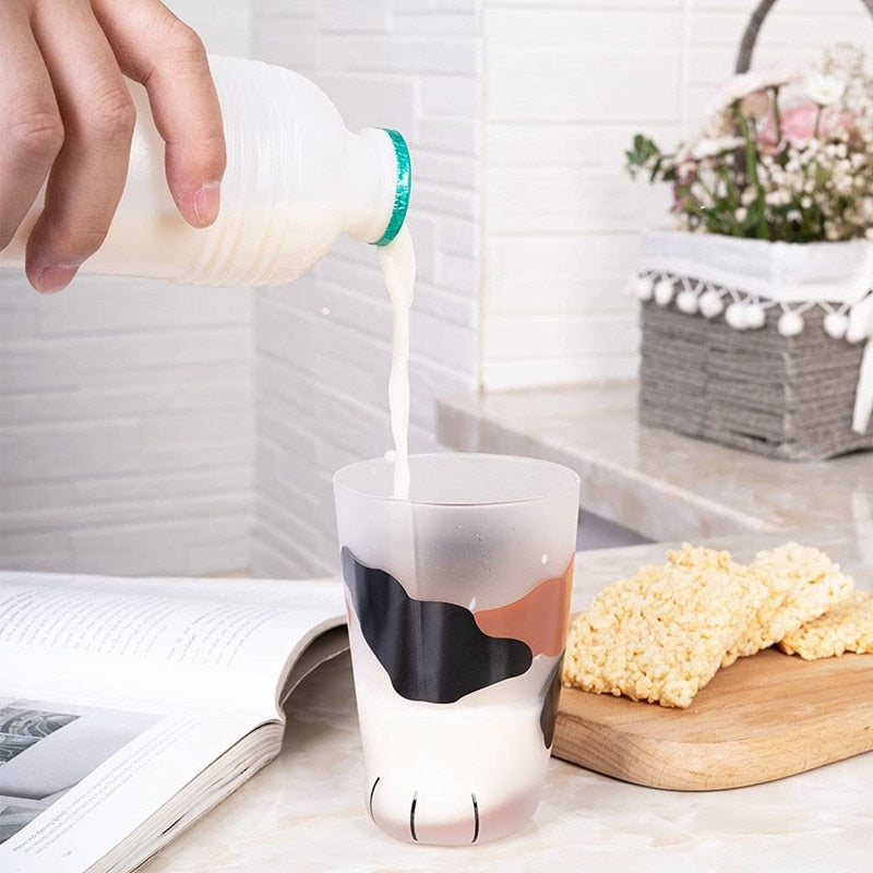 glass mug with paw