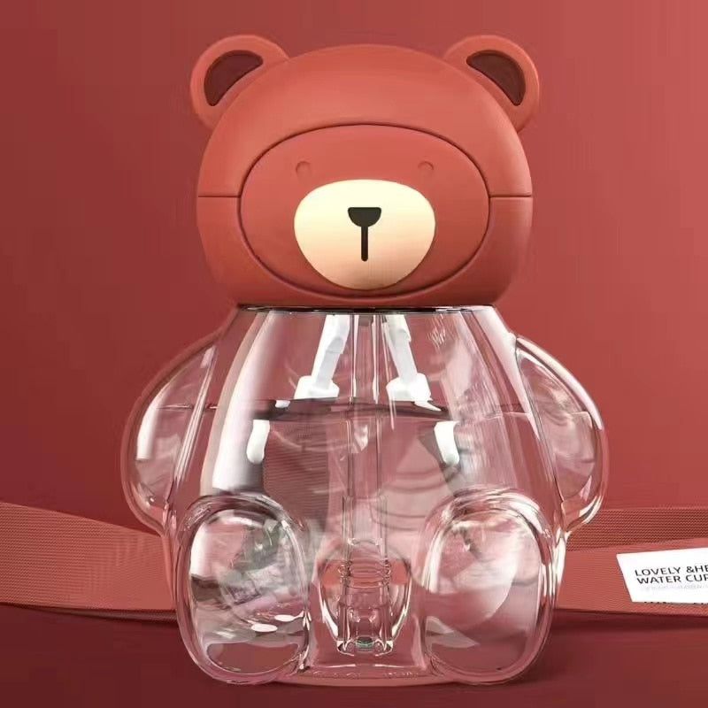 cute bear water straw bottle