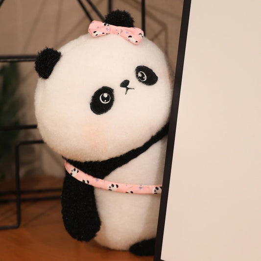 cute panda doll with pink bow